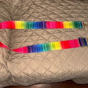 NWOT Guitar purse strap 46” rainbow bright colors gold plated clasps
